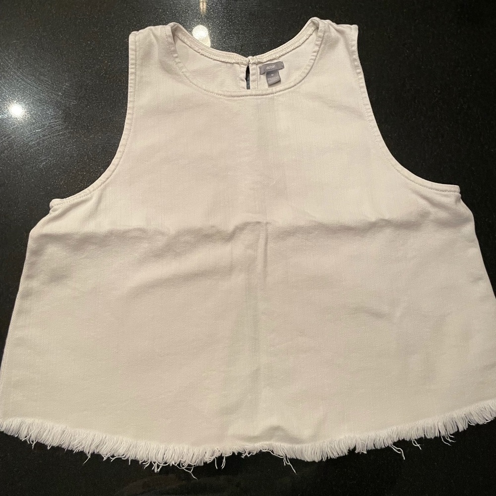 Aerie Raw Hem Denim Tank